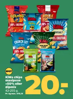 Netto KIMS Chips maxipose +50% eller dipmix tilbud