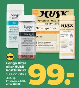 Netto Longo vital eller husk kosttilskud 180-225 stk./ 450 g. tilbud