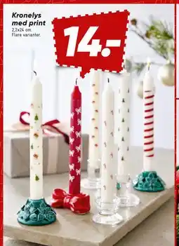 Bilka Kronelys med print, DKK 14 tilbud