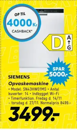Bilka Opvaskemaskine, DKK 3499 tilbud