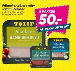 Bilka Pålækker pålæg eller salami-hapser, DKK 50 tilbud