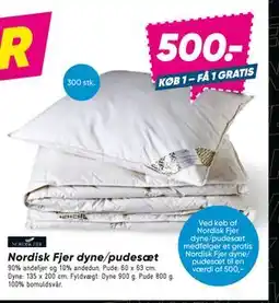 Bilka Nordisk Fjer dyne/pudesæt, DKK 500 tilbud