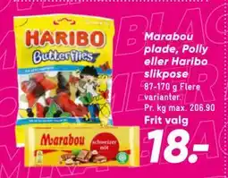 Bilka Marabou plade, Polly eller Haribo slikpose, DKK 18 tilbud