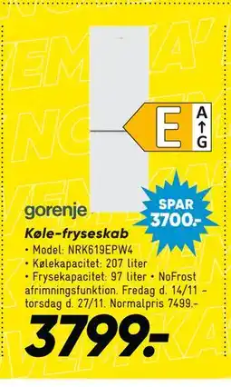 Bilka Køle-fryseskab, DKK 3799 tilbud