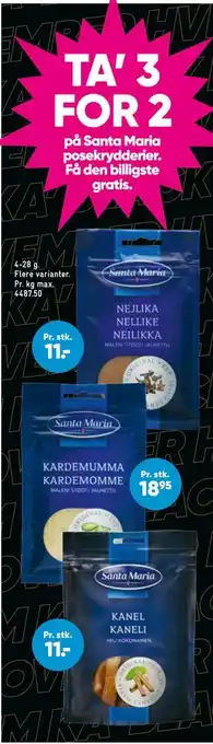 TA’ 3 FOR 2 på Santa Maria posekrydderier