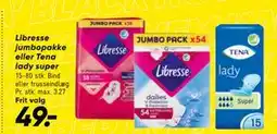 Bilka Libresse jumbopakke eller Tena lady super, DKK 49 tilbud