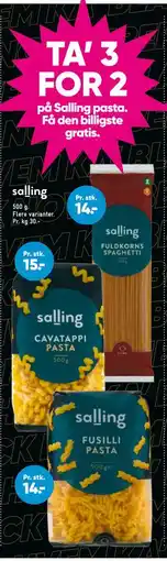 Bilka TA’ 3 FOR 2 på Salling pasta tilbud
