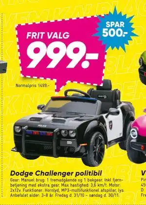 Bilka Dodge Challenger politibil, DKK 999 tilbud