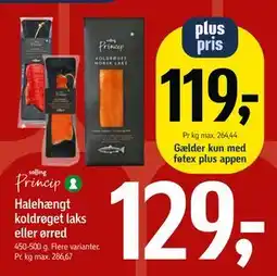 Føtex Halehængt koldrøget laks eller ørred, DKK 129, App-pris tilbud