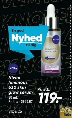 Bilka Nivea luminous 630 skin glow serum, DKK 119 tilbud