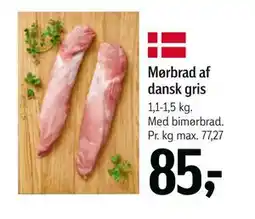 Føtex Mørbrad af dansk gris, DKK 85 tilbud