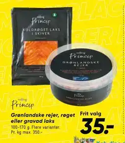 Bilka Grønlandske rejer, røget eller gravad laks, DKK 35 tilbud