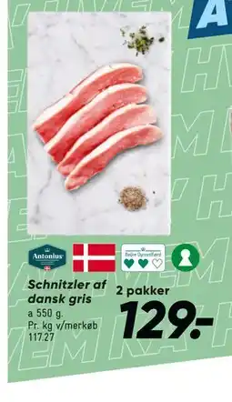 Bilka Schnitzler af dansk gris, DKK 129 tilbud