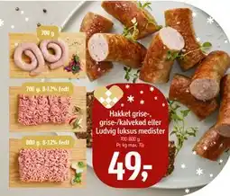 Føtex Hakket grise-, grise-/kalvekød eller Ludvig luksus medister, DKK 49 tilbud