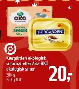Føtex Kærgården økologisk smørbar eller Arla ØKO økologisk smør, DKK 20 tilbud