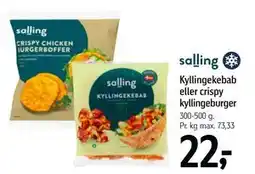 Føtex Kyllingekebab eller crispy kyllingeburger, DKK 22 tilbud
