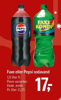 Føtex Faxe eller Pepsi sodavand, DKK 17 tilbud