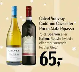 Føtex Calvet Vouvray, Codorniu Cava eller Rocca Alata Ripasso, DKK 65 tilbud