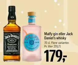 Føtex Malfy gin eller Jack Daniel’s whisky, DKK 179 tilbud