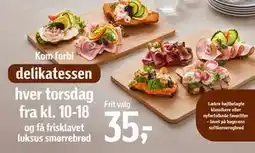 Føtex frisklavet luksus smørrebrød., DKK 35 tilbud