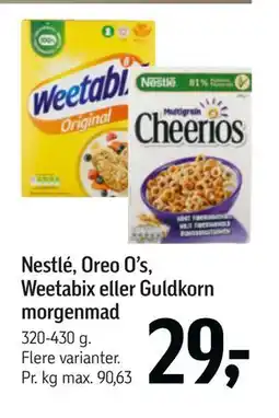 Føtex Nestlé, Oreo O’s, Weetabix eller Guldkorn morgenmad, DKK 29 tilbud