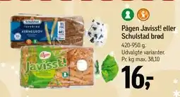Føtex Pågen Javisst! eller Schulstad brød, DKK 16 tilbud