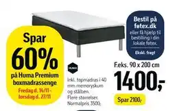 Føtex Spar 60% på Huma Premium boxmadrassenge, DKK 1400 tilbud