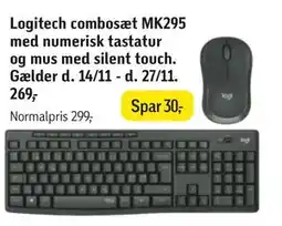 Føtex Logitech combosæt MK295 med numerisk tastatur og mus med silent touch, DKK 269 tilbud
