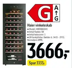 Føtex Haier vinkøleskab, DKK 3666 tilbud