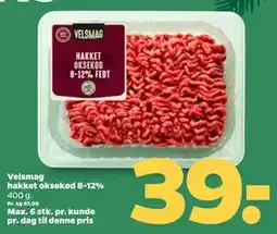 Netto Velsmag hakket oksekød 8-12%, DKK 39 tilbud