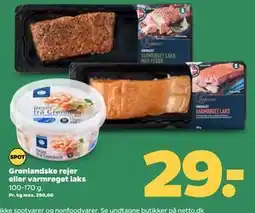 Netto Grønlandske rejer eller varmrøget laks, DKK 29 tilbud