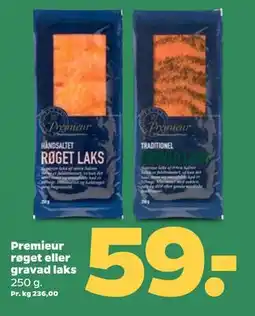 Netto Premieur røget eller gravad laks, DKK 59 tilbud