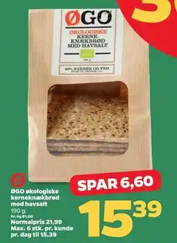 Netto ØGO økologiske kerneknækbrød med havsalt, DKK 15.39 tilbud