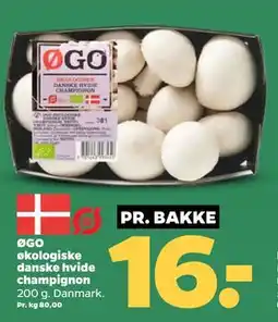 Netto ØGO økologiske danske hvide champignon, DKK 16 tilbud