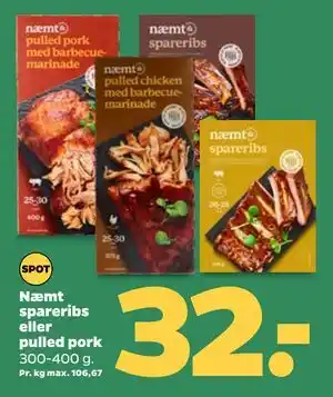 Netto Næmt spareribs eller pulled pork, DKK 32 tilbud