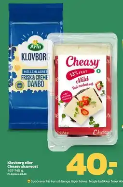 Netto Klovborg eller Cheasy skæreost, DKK 40 tilbud