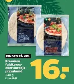 Netto Premieur fuldkorns- eller surdejspizzabund, DKK 16 tilbud