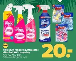 Netto Pink Stuff rengøring, Domestos eller Bref WC-rengøring, DKK 20 tilbud