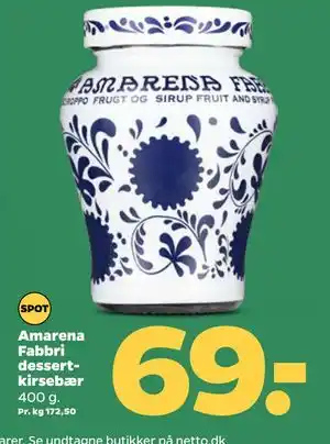 Netto Amarena Fabbri dessertkirsebær, DKK 69 tilbud
