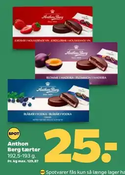 Netto Anthon Berg tærter, DKK 25 tilbud