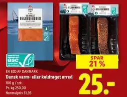 Lidl Dansk varm- eller koldrøget ørred, DKK 25 tilbud
