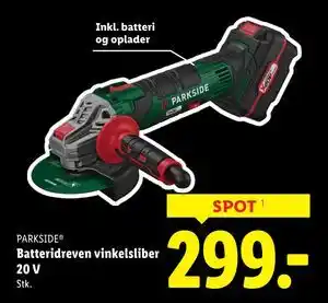 Lidl Batteridreven vinkelsliber 20 V, DKK 299 tilbud