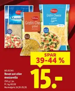 Lidl Revet ost eller mozzarella, DKK 15 tilbud