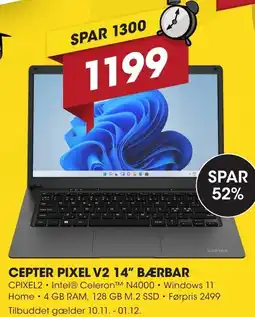 Punkt1 Cepter pixel v2 14" bærbar tilbud