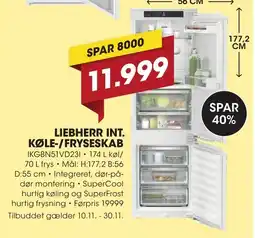 Punkt1 Liebherr int. køle-/fryseskab tilbud