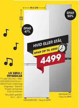 Punkt1 Lg køle-/ fryseskab tilbud