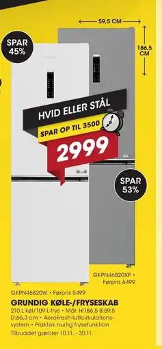 Punkt1 Grundig køle-/fryseskab tilbud