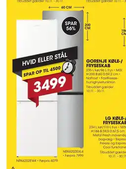 Punkt1 Gorenje køle-/ fryseskab tilbud