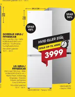 Punkt1 Lg køle-/ fryseskab tilbud