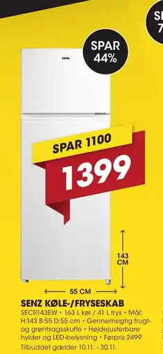 Punkt1 Senz køle-/fryseskab tilbud